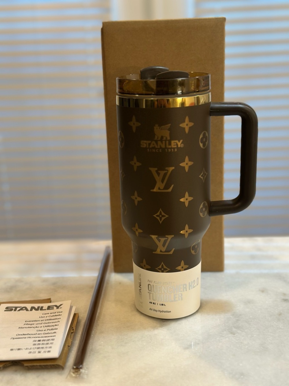 Stanley Louis Vuitton Unique Collaboration 40oz Brown & Gold Tumbler